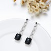 Earrings Onyx Black 925 Sterling Silver Chain Links Dangle Drop