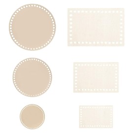 Sixfolo Basket Floors for Crocheting, Pack of 6 Natural Wood Basket Bases, Rectangular, Round, Wooden Base for Crocheting, 10/15/20 cm