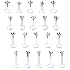 vcmart Lip Piercing Labret Stud Bioflex Flexible Plastic 16G 6/8/10 mm Piercing Lip Monroe Stud 16-20 Pieces, Plastic