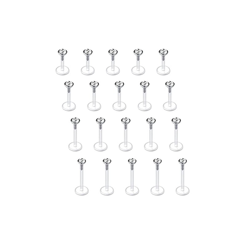 vcmart Lip Piercing Labret Stud Bioflex Flexible Plastic 16G 6/8/10