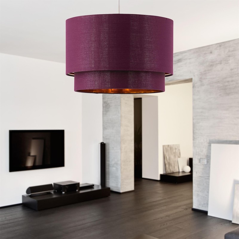 firstchoicelighting Burgundy Ceiling Light Shade, Easy Fit Pendant, Metallic Gold