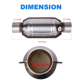 Yeoflagtrade 2.25" Universal Catalytic Converter, 2.25 Inch Inlet/Outle Cat Converter with O2 Port and Heat Shield (EPA Compliant)