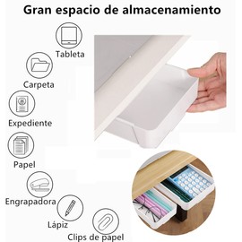 Paquete de 2 cajones para debajo del escritorio, organizador autoadhesivo para lápices de escritorio, Cajón deslizante oculto，Caja de almacenamiento para teléfono debajo del escritorio (Blanco, S + M)