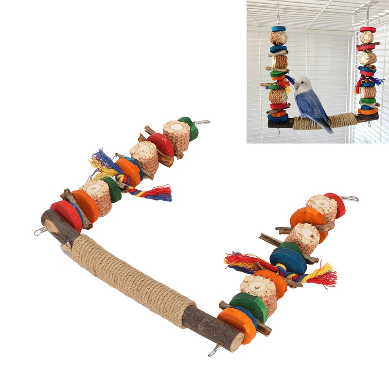 Bird Swing Toy Colorful Beak Grinding Parrot Chewing Perch Toy