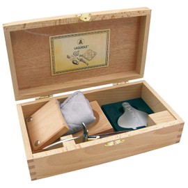 LAGUIOLE - Complete set oyster set - 4 accessories - Oyster knife, lemon squeezer, oyster block, manic - stainless steel, rosewood - gift set