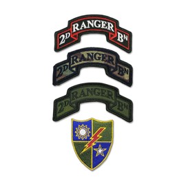 2nd Ranger BN Scroll grouping - 3 scrolls and a 75th unit insignia - Hook & Loop