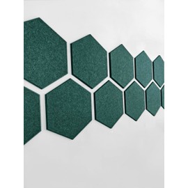 Hexagonal Felt Wall Tiles - 12 Pack Noise-Reducing, Peel & Stick Wall Art for Home, Bedroom, & Office Modern, Soundproof Wall Decor with Adhesive Tabs - Emrald Green