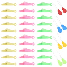 Motmucot 30PCS Fish Mouth Sewing Machine Needle Threader, 8PCS Gourd Threading Tools, Plastic Sewing Machine Needle Threader Tool for DIY Craft Supplies Accessories(Multicolor)