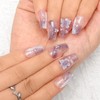 Sethexy Cute Butterfly Medium Coffin False Nail 3D Flowers Handmade