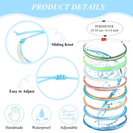 Hicarer 30 Pieces Adjustable Woven Anklets Bracelets Bohemian Braided Rope Bracelets Waterproof Wax Coated Anklets for Women (Colorful)