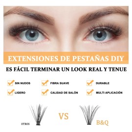 Bq lash Extensiones De Pestañas Individuales Clásicas Diy 280pcs B&q 30D+40D 9-16mm Longitudes Mixtas Curvatura D