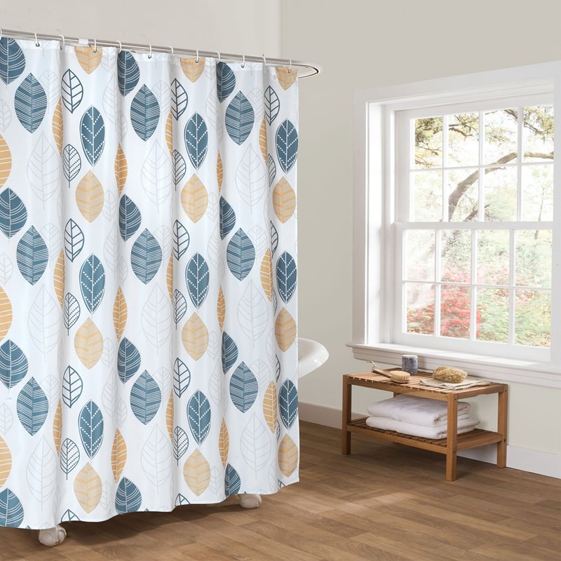 Polyester Leaves Painting Shower Bath Curtain Waterproof Bathroom Curtain (S)