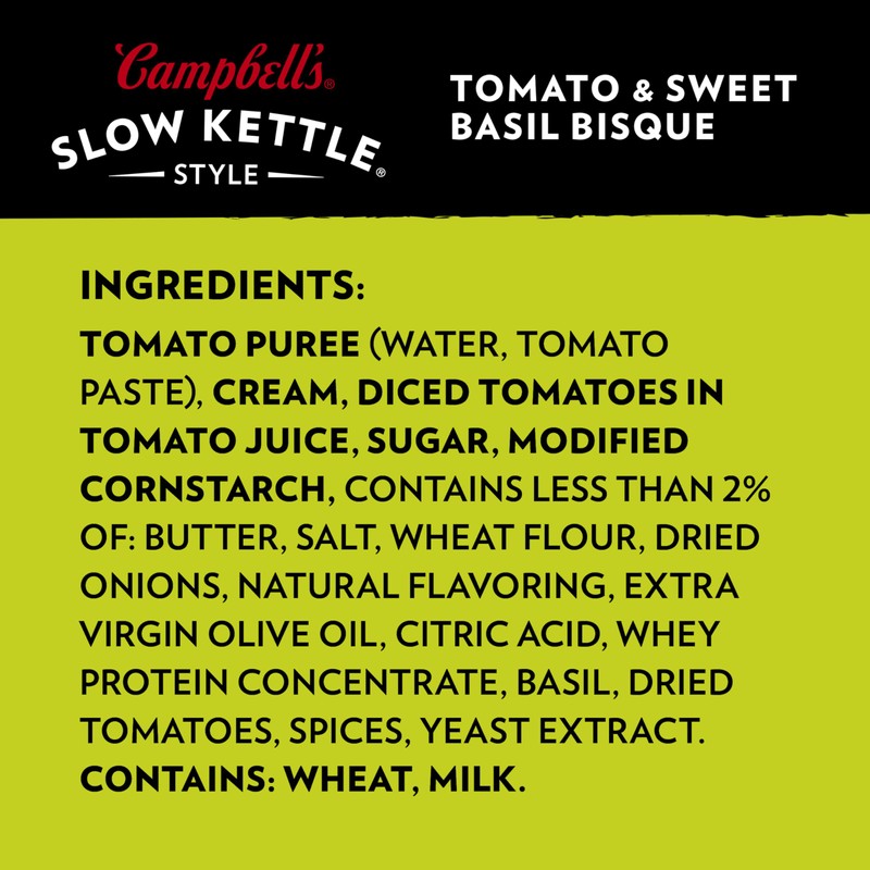 Campbell's Slow Kettle Style Tomato & Sweet Basil Bisque, 15.5