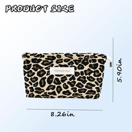 Sisadodo Dark Leopard Print Makeup Bag Waterproof Travel Cosmetic Bag Organiser for Women Girls Portable Washing Toiletry Zip Lock Cluch Bags Make Up Travelling Accessories Storage Pouch with Zipper