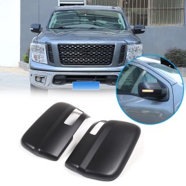 carmotion88 Matt Black Rearview Side Mirror Cover Accessories Trim For Nissan Titan 2016-23
