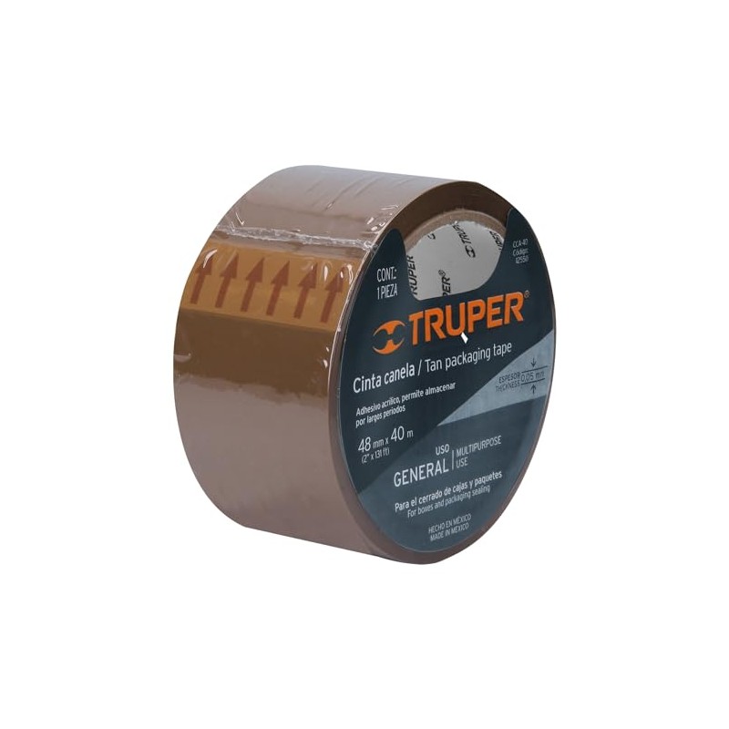 Truper CCA-40, Cinta de empaque canela con película de polipropileno,