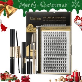 Eyelash Extension Kit, 182Pcs D Curl False Eyelashes Clusters Kit Lashes Extension with Glue, Remover, Applicator Waterproof Makeup Cosmetic (8-16mm) eyelash  extension