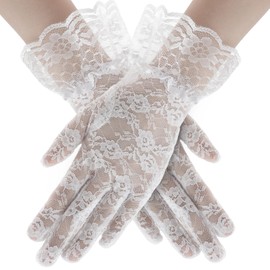 anpiwshjo White Lace Gloves for Tea Party Cosplay Wedding Halloween Prom, Costume Glove, Evening Dress Gloves for Women Wedding, Bridal, 1950s Accessories, Opera, Evening, Masquerade, Fancy