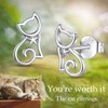 EUDORA Sterling Silver Cat Stud Earrings for Women, Cute Kitten