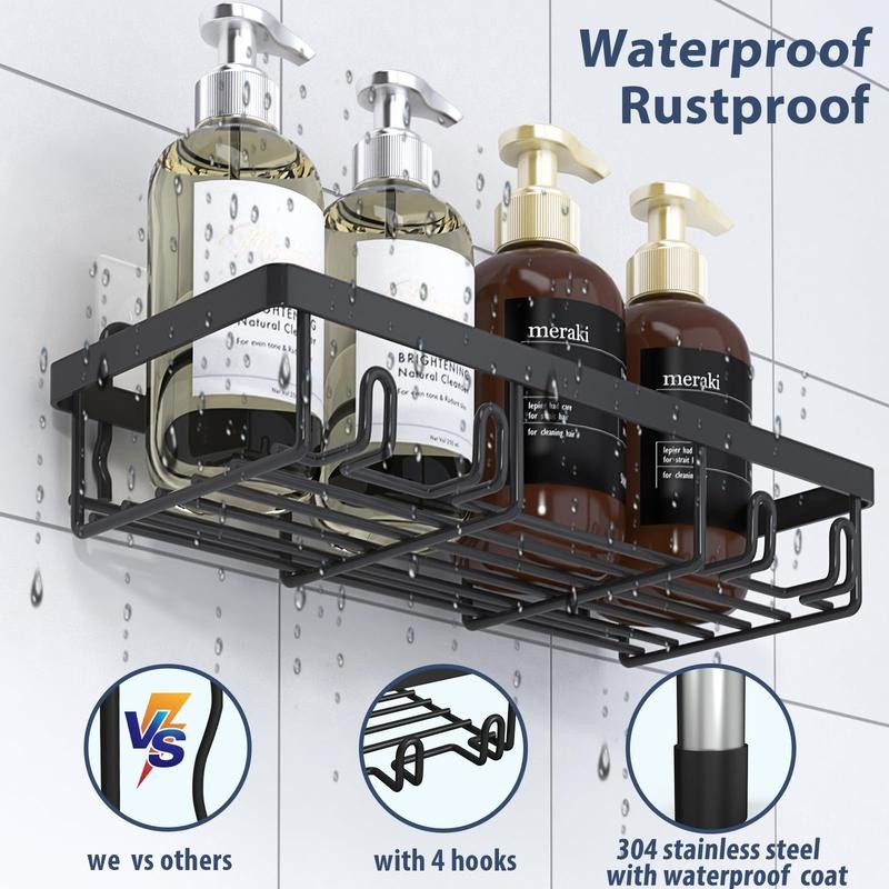 5 PCs Large Storage Shower Caddy,Stainless Steel Material,No Drilling Installation,Great