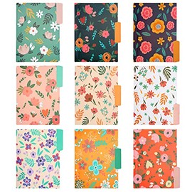 EOOUT - Carpetas decorativas para archivos, tamaño carta, 1/3 de corte, carpetas de plástico para documentos con patrones florales coloridos y etiquet