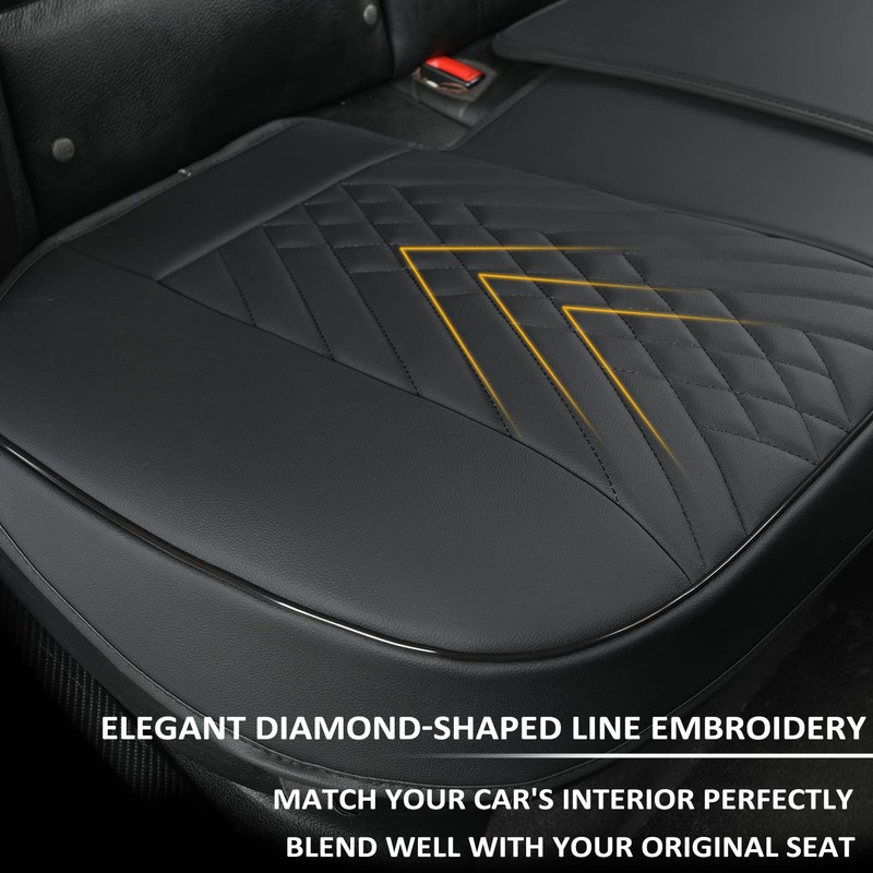 GIANT PANDA PU Leather Rear Seat Cover Protector, Anti-Slip Adjustable