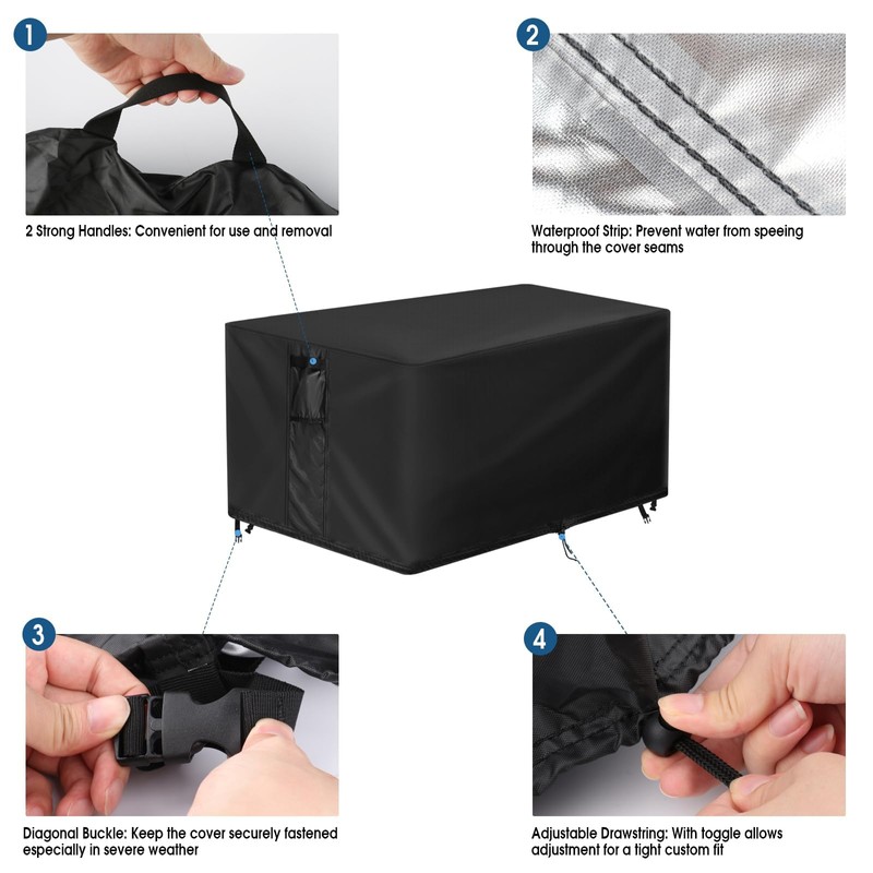 Outdoor Fire Pit Cover Rectangular Waterproof-32x24x20in