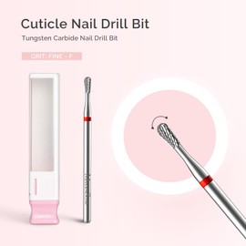 MelodySusie Cuticle Clean Nail Drill Bit, Professional Safety Carbide Under Nail Cleaner Nail Bit for Cuticle Dead Skin Nail Prepare, Two Way Rotate, Manicure Nail Salon Supply, Pear Shape, Fine
