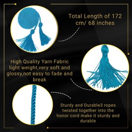 10 Pieces Teal Graduation Honor Cords for Graduation 2025,National Honors Society Teal Cords Bulk