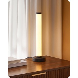 GOEBLESON Small Nightstand Lamp, Minimalist Dimmable LED Table Lamp, Bedside Light for Night Stands, Corner Desk Lighting for Bedroom, Living Room, Den, Office, Black, B61TL05