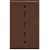 RiteAV - 3 Port HDMI Wall Plate - Brown