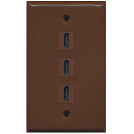 RiteAV - 3 Port HDMI Wall Plate - Brown
