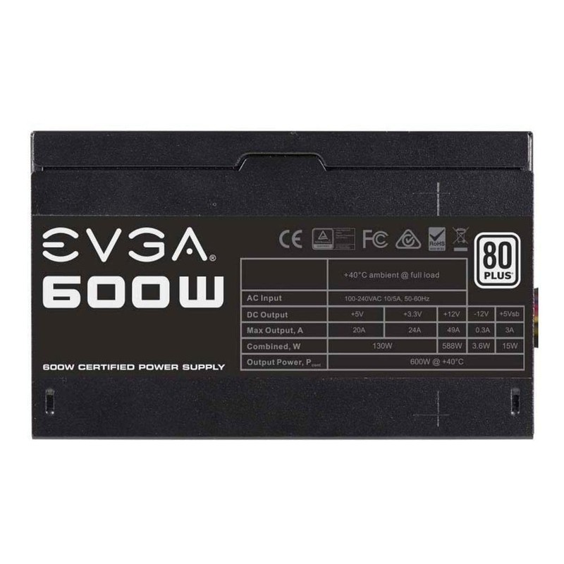 EVGA 600W 80 Plus Certified 100-W1-0600-K1 Power Supply, 600W