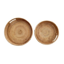 [Igeojjim] Natural material round rattan tray Vietnamese handmade medium large rattan round tray large