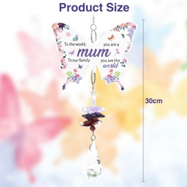 Butterfly Mother Crystal Suncatcher Gifts for Mum Thank You Gift for Best Mum Birthday Anniversary Presents (Colorful)