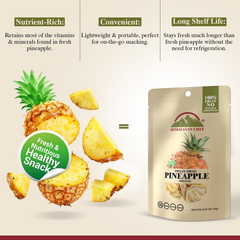 Himalayan Chef Freeze-Dried Fruit – 15g/Each Freeze-Dried Pineapple | Organic