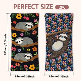 GLOBLELAND Pack of 2 Cute Soft Glasses Case with Sloth Forest Branches and Maple Leaves Travel Glasses Bag Made of PU Leather Portable Glasses Case Bag with Squeeze Closure for Watches Mobile Phones