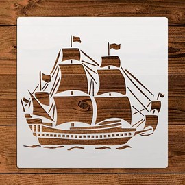 Sailboat Wall Stencils Template Reusable Spray PaintStencils for Craft Painting On Wood Craft Canvas Walls Wood Furniture Decorations DIY Scrapbooking