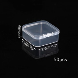 Dball 50 Pieces Small Clear Plastic Square Boxes with Lids Mini Storage Containers for Pills Beads Jewelry Other Small Items (4.5 x 4.5 x 2 cm)