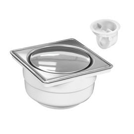Fleximatic Coladera Universal Cuadrada Push Touch Eficiente LED Metal Sobremesa Baño 1.425kg 20cm 18cm 72cm x 72cm x 53cm 1 Unid