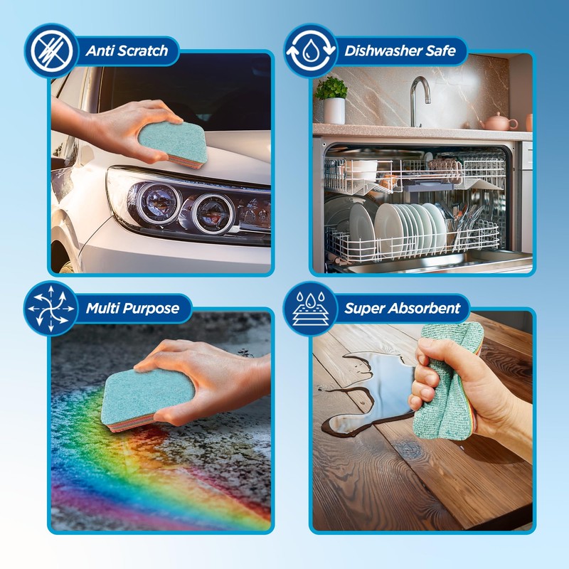 RAINBOW CLEAN Multilayered Microfiber Cleaning Pads – 2 Pack of