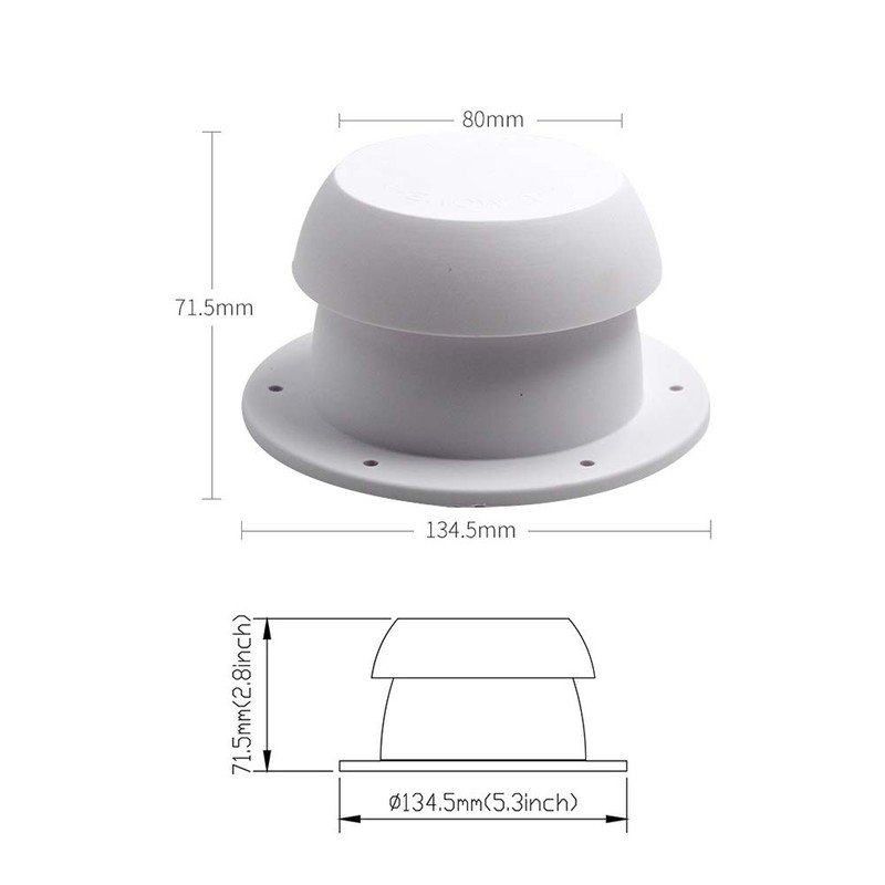 RV Roof Ventilation Cap Mushroom Head Shape Motorhome Round Exhaust