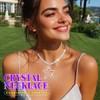 JEAIRTS Rhinestone Star Pendant Choker Necklace Sparkly Collar for Women