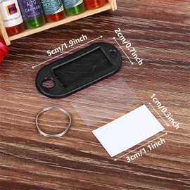 Etiquetas de Identificación de Llaves, 50 Piezas Etiquetas de Llave de Plástico, Identificador de Llaves para Nombre, Bolsas, Equipaje (Negro)
