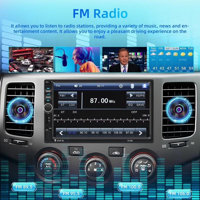 NHOPEEW Double Din Bluetooth Car Stereo - 7 Inch HD