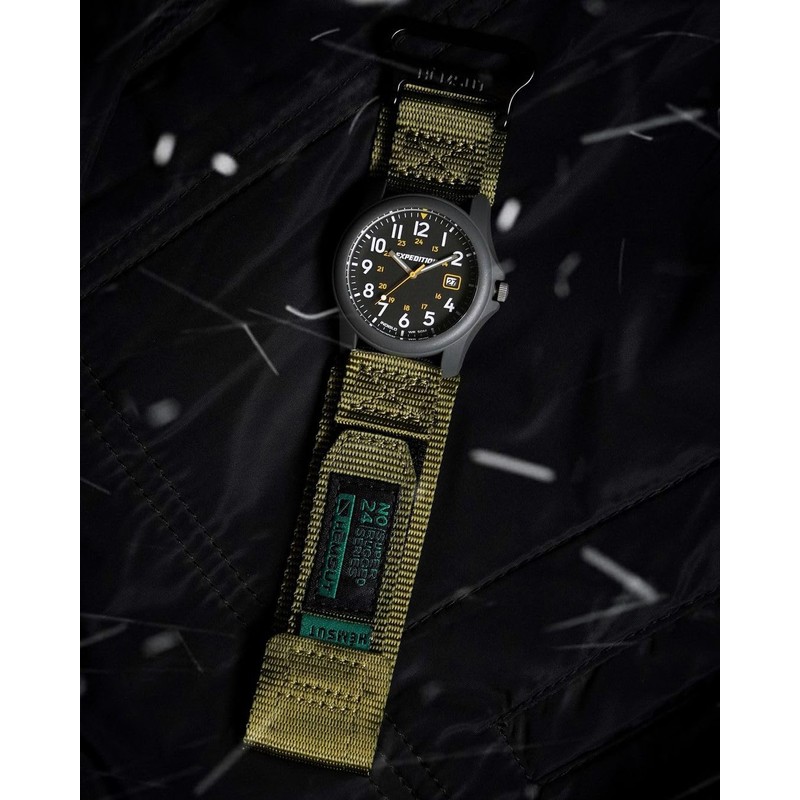 HEMSUT Wide Nylon Hook & Loop Watch Band with Metal