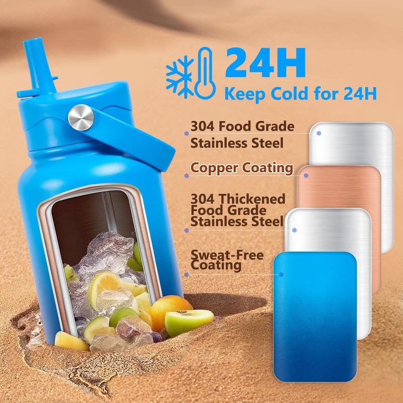 EIPOSAU Insulated Water Bottle with Lid & Boot & Stickers,