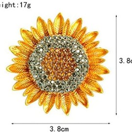 Sunflower Brooch Diamond Sunflower Corsage Rhinestone Flower Brooch Fashion Botanical Shape Luxury Clothing Decoration Rhinestone Vintage Handmade Elegant Sunflower Brooch
