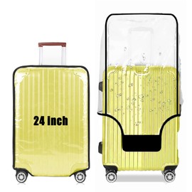 GigabitBest 24 Inch Clear PVC Luggage Cover, 0.2mm Thick Lightweight Waterproof, Dustproof, Anti-Scratch Suitcase Cover, Luggage Covers for Suitcase TSA Approved, Fits 23"-24" Wheeled Luggage