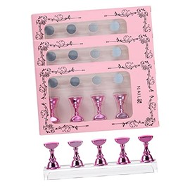 Soporte Magnético para Entrenamiento de Uñas Base de Plástico Rosa, 20 Piezas en 4 Sets, Adecuado para Escuela de Arte y Exhibición de Uñas